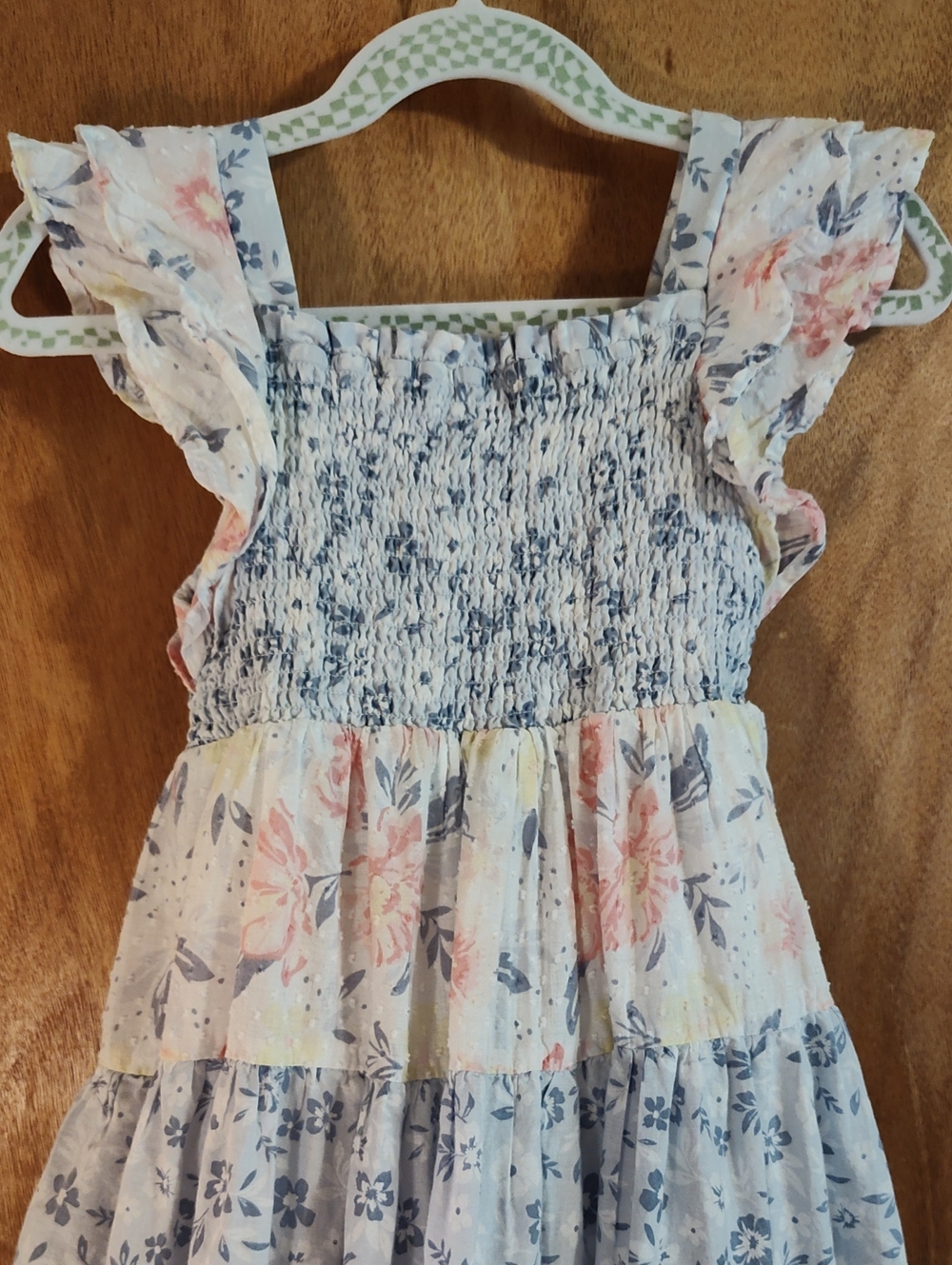 Haute Hippie Kids Style Girls Tiered Dress Mixed Floral Blue Pink Swiss Dot 4T - Picture 9 of 12